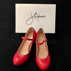 J. Adams Honey Red Mary Jane Kitten Heels Size 6.5